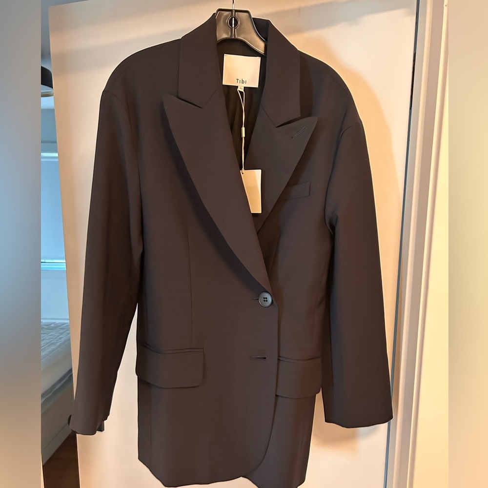 Tibi Tropical Wool Liam Blazer New With Tags Navy XS